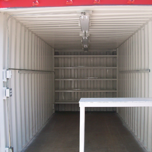 Square 1 Containers The Square 1 Container's interior features shelves for optimal storage.